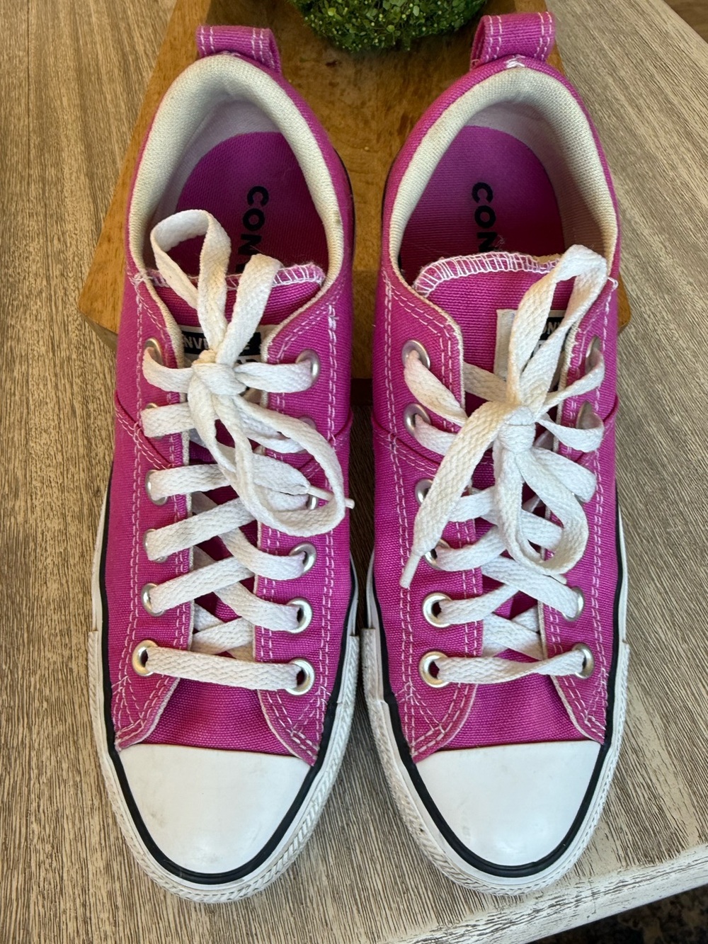Converse Low Top Canvas Sneakers in Bright Pink
